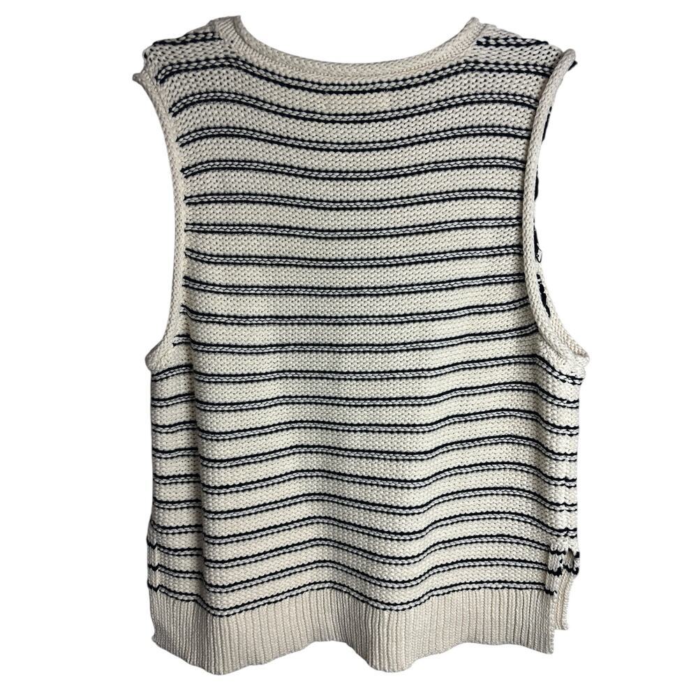Lucky Brand-Cream and Black Stripped Cable Knit Sweater Vest- Size L- NWT - Picture 5 of 6